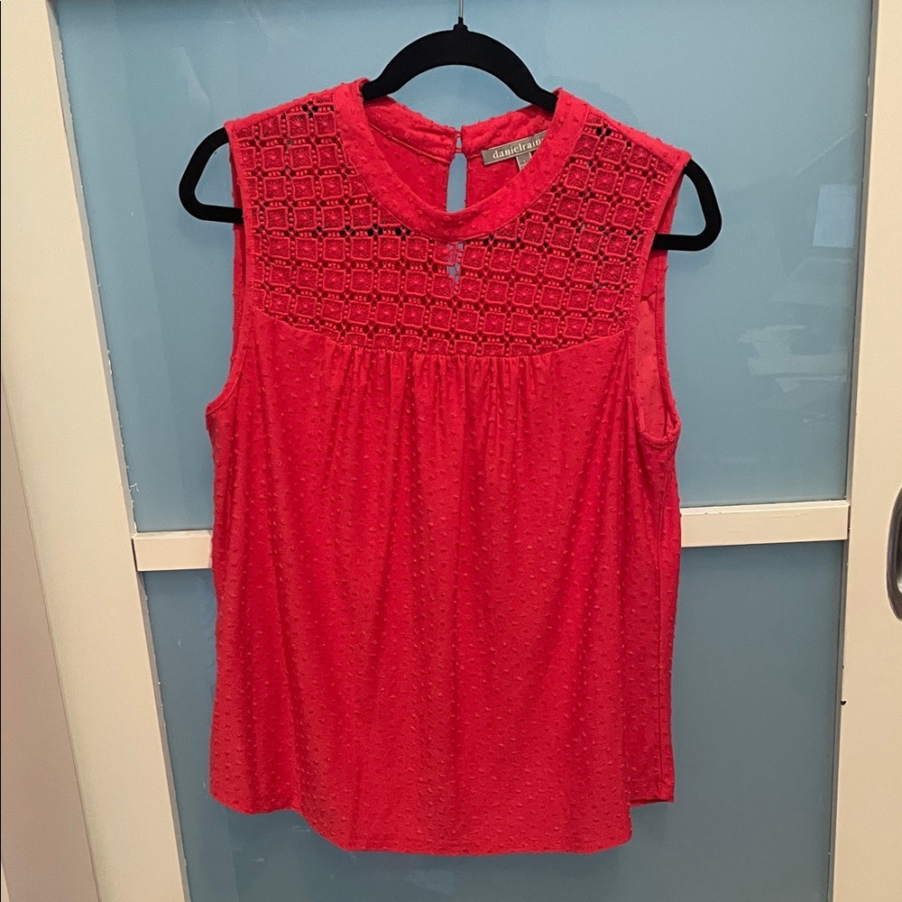 Stitch Fix Daniel Rainn Vibrant Coral Red Sleeveless Top, L, EUC